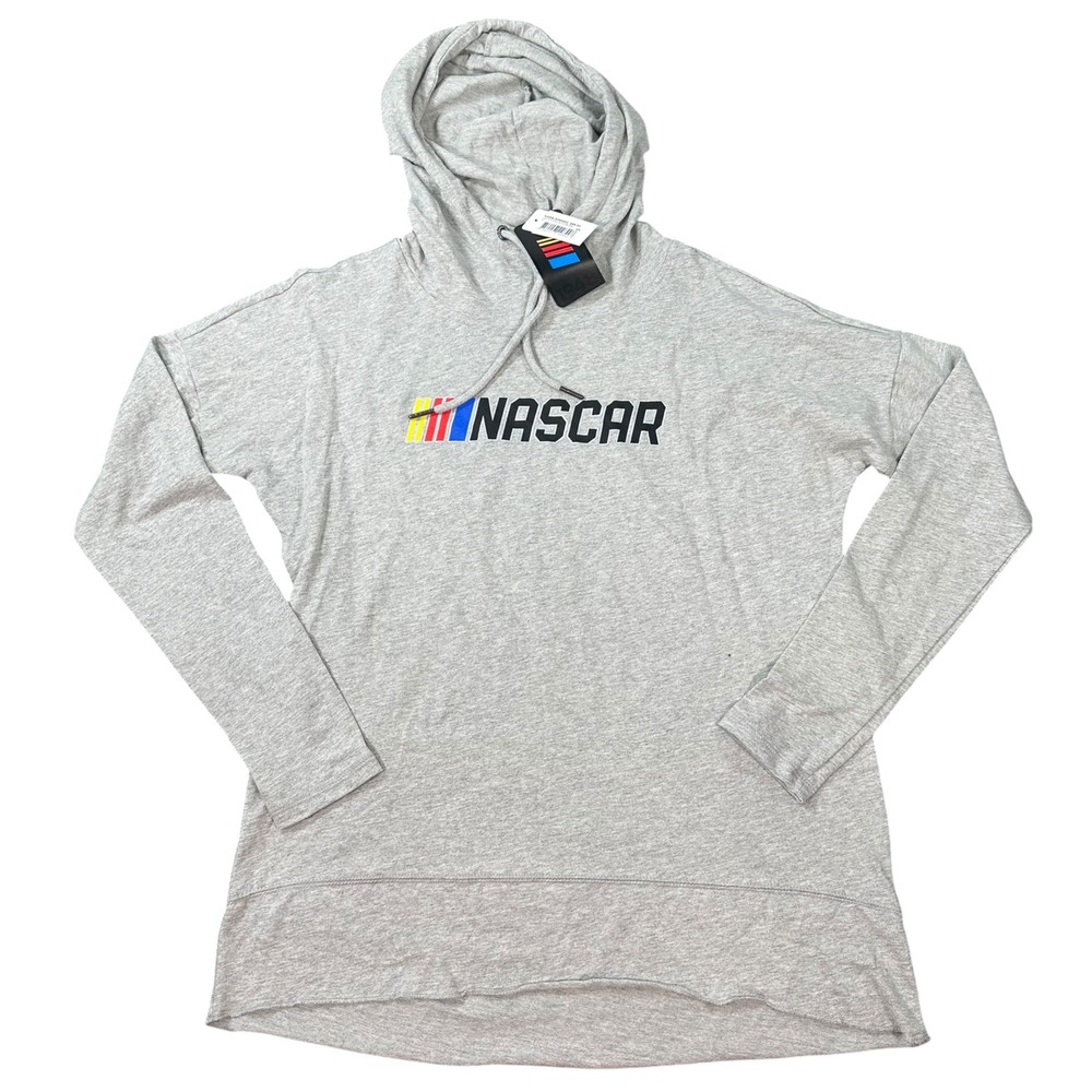 NASCAR Womens Logo Graphic Gray Long Sleeve Hooded Pullover Size S